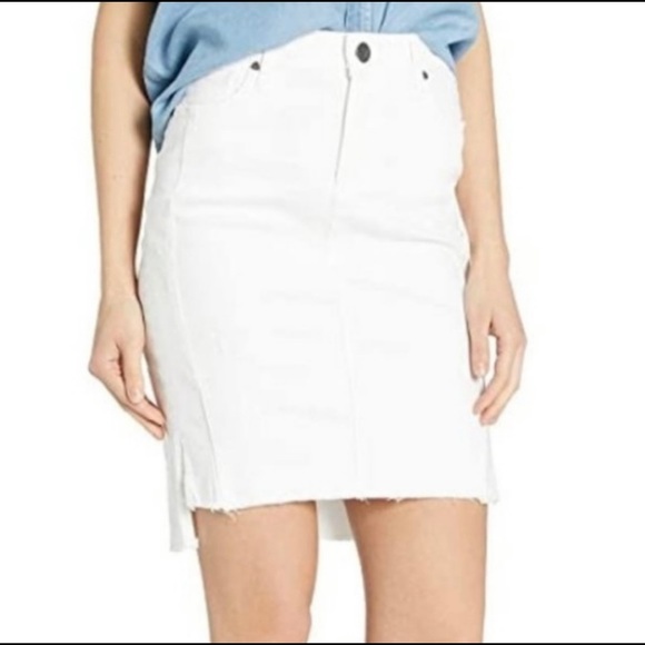 Kut From The Cloth Connie High Low Hem Denim Skirt - Color White Size 2 - Picture 4 of 10